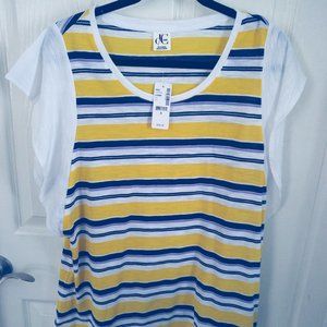 D/C Jeans Striped Tee with Flutter Sleeves
